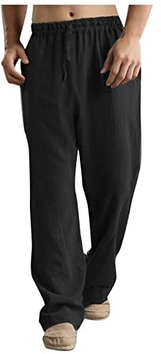 uxxnjfg Pantalone Lino Uomo Estivi Leggeri Larghi Pantaloni Taglie Forti Cotone Leggero Pantalaccio Uomo Elasticizzati Eleganti Slim Fit Pantalone