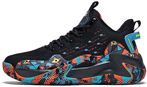 Bolognifi Zapatillas de Baloncesto Antideslizantes for Hombre, Zapatillas Deportivas for Entrenamiento al Aire Libre Regalos(Orange,43 EU)