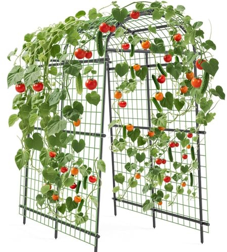 Garden Arch Trellis, 7.5FT Extra Tall Polyethylene-Coated Stainless Steel Garden Trellis for Climbing Plants, Vegetables, Flowers, Outdoor Pergola Arbor Wedding Party Decoration, Cucumber Trellis, Gar