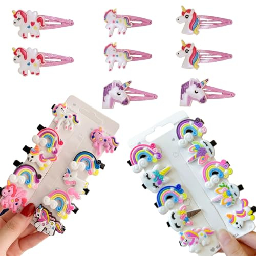 28 Piezas Clips Pelo Niña Unicornio, Lindas Pinzas para el Cabello Moda Niñas Accesorios, Pinzas Pelo Niña, Ganchos para El Pelo para Bebés y Niñas