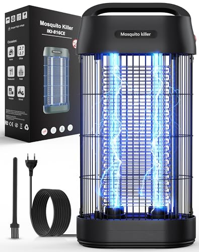 Insektenvernichter elektrisch, 16W 3000V Mückenlampe mit UV-Licht, Fliegenfalle elektrisch - Doppelgitter-Design Mosquito Killer Für Innenräume, Terrasse, Garten (Schwarz)
