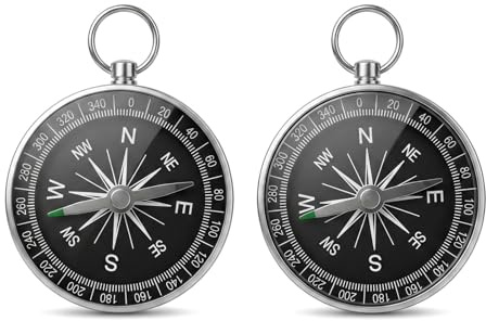 Pocket Compass, Small Compass Navigation Tool with Keyring, Mini Compass for Hiking, Camping, Survival Gear and Outdoor Activities