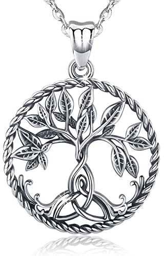Aniu livets träd halsband S925 sterling silver, livets träd hänge för kvinnor flickor mamma, livets träd smycken gåvor med delikat låda, 20 x 20 mm, Sterlingsilver, Ingen ädelsten