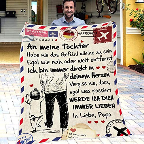 Uposao Flanell Briefdecke Decke,Personalisierte kuscheldecke an Meine Tochter von Papa Plüsch Decke Weiche Warme Couch Decken Sofa Decken Wohndecke Schlafdecke Für Schlafzimmer Wohnzimmer, Geschenk