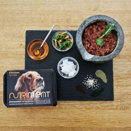 NUTRIMENT ENHANCED ADULT WORKING DOGS Raw Food (10 Tray pack) Frozen, Complete Premium BARF Diet Wet Dog food, Gluten-Free, Raw Protein, Digestible, All breeds, Sizes - 11.023 lb Chicken