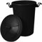 JMS we create smile - Coloured Plastic Bin 50L - Ideal for Animal Feed/Horses/Cats/Dogs/Birds Feed Storage - With Clip Lock Lid (Black)