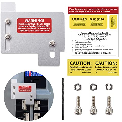 Generator Interlock Kit Compatible with Horizontal Main Cutler Hammer Only CH Series & TAN Breaker, 150 or 200 Amp Panels, 1 1/2 Spacing Between Main and Branch Breaker