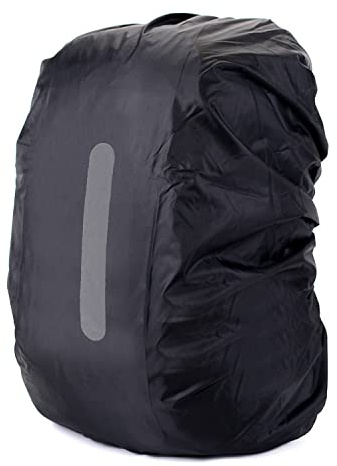 HYCOPROT Housse de Sac à Dos Réfléchissante 8-83L, Étanche Anti-Poussière et Résistant l'abrasion Couverture Anti-Pluie, Pluie pour Randonnée, Camping, Tourisme, Cyclisme, Noir, M (26-40L)