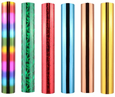 6 st värmeaktiverad folierulle – 5 m x 15 cm/16,4 fot x 5,9 tum Glimmer varmöverföringsark för pennfodral (6 färger)