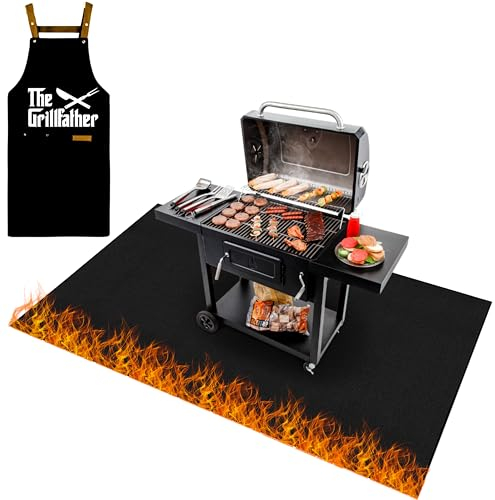 Alfombra Barbacoa Exterior 160 x 130 cm Extra Grande | Alfombra Barbacoa Resistente al Fuego y Manchas | Alfombra Ignifuga | Alfombra para Barbacoa Suelo | Alfombra Ignífuga para Chimenea