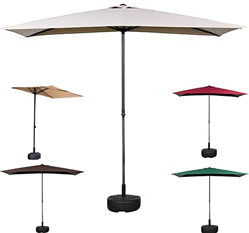 ESCOLL Höhenverstellbarer Sonnenschirm Kleiner Balkonschirm Mit Halbrund Ständer, 5 Rippen Marktschirm Wandschirm Sonnenschutz Halbsonnenschirm 1 Stück (Color : Weiß)