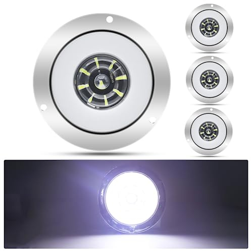 NWpangu Luce Posteriore Rotonda a LED, 24-LED Luci di Retromarcia con cromo per Camion, Rimorchio, Camper,Impermeabile, 2pezzi