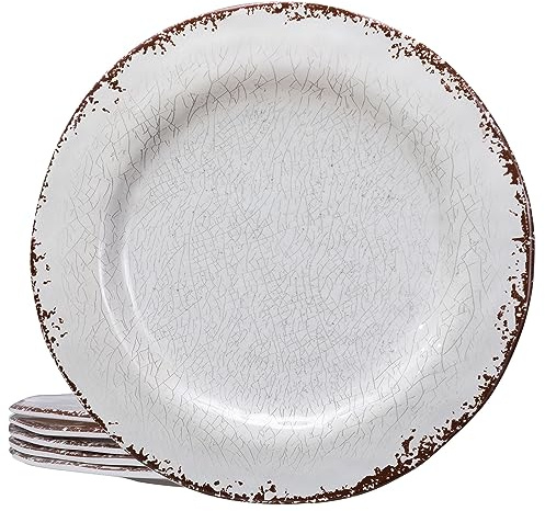 LEHAHA 6 Piece White Dinner Plate Set, 11” Durable Melamine Plates, 6 Piece Camper RV Dishes Set for Formal and casual dining, Lightweight and Chip Resistant, Dishwasher Safe