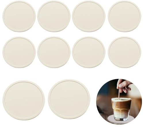 Koboko 10 underlägg glas silikon, glasunderlägg, runda designglasunderlägg, halkfria och isolerade underlägg för drycker, koppar, bar, glas – bordsunderlägg, silikonunderlägg, ris, vitgrå
