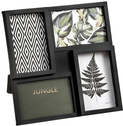 LEKE GO Portafotos multiple para 4 fotos de 10x15 plastico negro sobremesa (Negro 4 fotos 10x15)