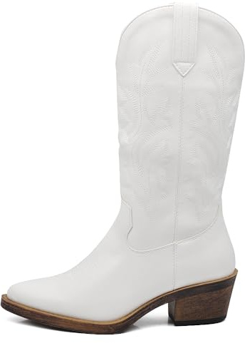 IF Fashion Cowboy Western Scarpe da Donna Stivali Stivaletti Camperos Texani Ricamati G676 bianco N.39
