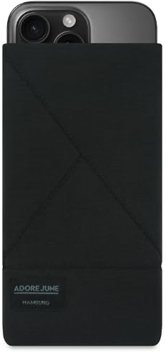 Adore June Triangle Negro Funda Compatible con iPhone 16 Pro 2024. con Efecto Limpiador de Pantalla, Producido en Europa