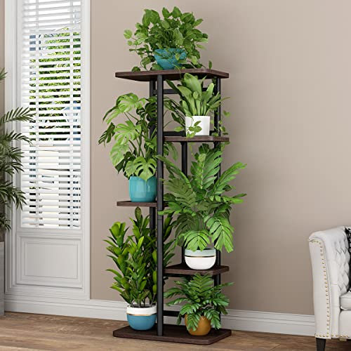 Lidzopas Soporte para plantas de madera de metal para interior y exterior, estante para flores de esquina para varias plantas, escalera para plantas para balcón, exterior, jardín, salón