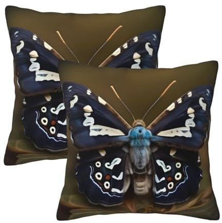 Evengigy Juego de 2 fundas de cojín cuadradas con diseño de alas de polilla, 40 x 40 cm