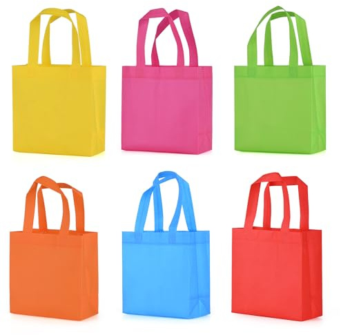 BOENFU 30 Pcs Party Bags with Handles, 20 * 20 * 9cm, Non-Woven Gift Tote Bags Toy Goody Sweet Gift Bag for Kids' Birthday, Halloween, Christmas, Thanks Giving Days, Wedding Party Supplies