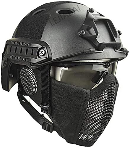 MH Tactical Fast Helmet Set/Protège - Oreilles Pliable Demi - Masque Et Lunettes pour Airsoft Paintball Halloween Cosplay CS Hunt