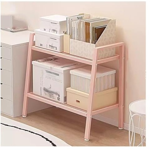 IEOWY 2/3/4-Tier Ladder Shelf, Freestanding Bookshelf Multifunctional Storage Shelves Space Saver for Garden, Balcony, Living Room, Bedroom (Color : Pink, Size : 60x26x60cm)