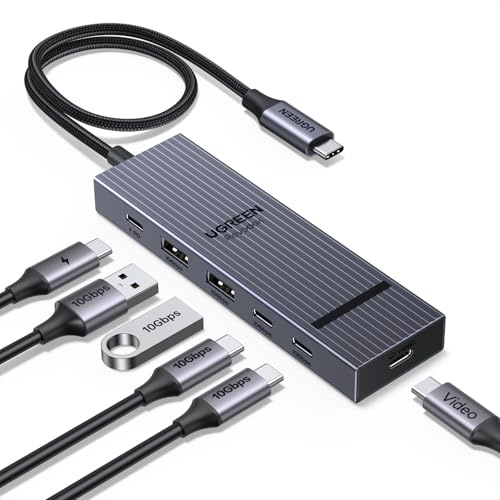 UGREEN Revodok Pro USB C Video Hub, Docking Station mit 4K@60Hz USB-C Anschluss, 10Gbps USB 3.2 Datenports, PD 100W, Multiport Adapter Kompatibel mit Tragbarem Monitor, AR-Brille, MacBook usw.
