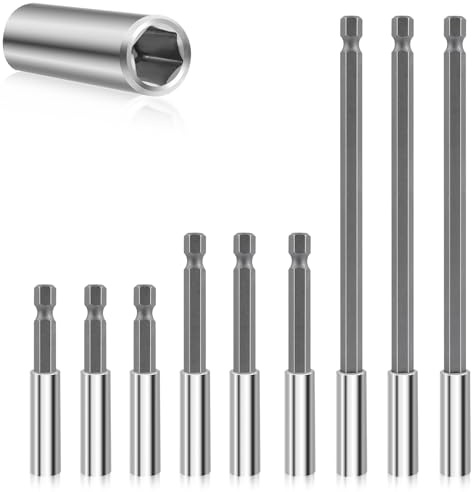 Drill Bit Holder 2.4/3/6’’, Drill Bit Extension 9 Pcs, Magnetic Bit Holder 1/4’’ Hex, Drill Extension Bit Holder CR-V Steel Quick Change for Screwdriver Bit Nut Drills Socket by XIOGZAXI