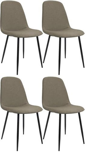 CLP Sedia da pranzo set di 4 imbottita Maryam, cucina, soggiorno e camera da letto con schienale, capacità 150 kg Colore:tortora;Materiale:Stoffa