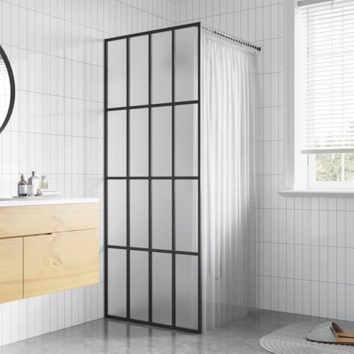 Mokuyary Duschskärm, frostat härdat glas, 80 x 195 cm, separation, duschvägg för öppet utrymme, badrum -A