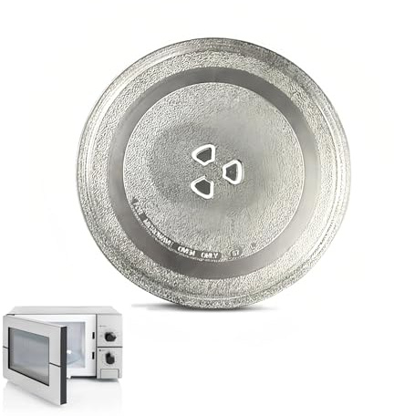 Piatto Girevole Forno a Rotondo con 3 Fissaggi,Piatto Girevole in Vetro Tipo y per Forni a Microonde,Piatti Vetro per Forni a Microonde Trasparente,Adatto a Tutti i Modelli da 24,5 cm