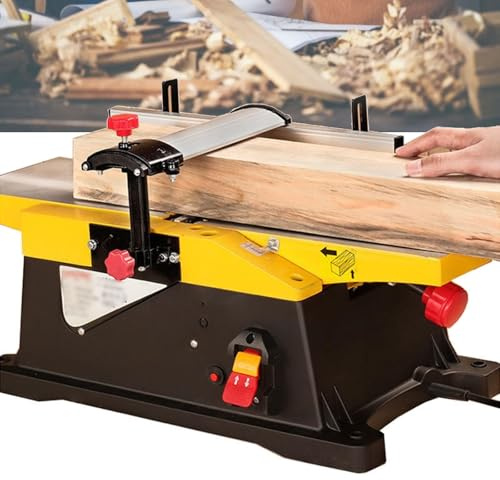 1800W Elektrisk Bänk-top Trähyvel, 6 Tum 12000 RPM Träsnickeri Jointer med Justerbar Djup och Stödvinkel, Kraftfull Tjocklekshyvel med Reservblad för Träskärning och Uträtning