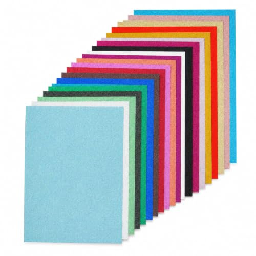 20 ark glitterpapper A4-färgglatt, glitterpapper för pyssel, 250 g/m² papper, pysselpapper, pysselkartong, 20 färger, pysselkartong, färgglatt papper för målning, korttillverkning, inbjudningar