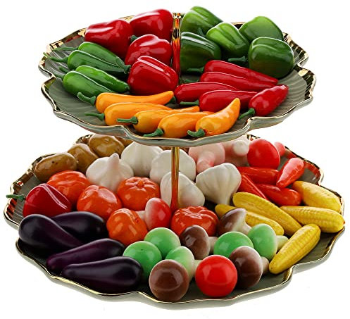 Gresorth 70 PCS Fake MINI Vegetables Artificial Garlic, Corn, Pepper, Pumpkin, Carrot, Potato, Eggplant ……