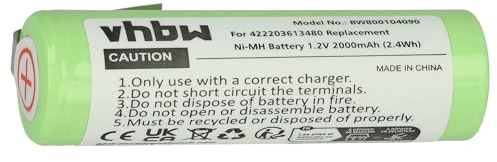 vhbw Akku kompatibel mit Philips Norelco 6614XL, 6615X, 6616X, 6617X, 6618X Rasierer Haarschneider (2000mAh, 1,2V, NiMH)
