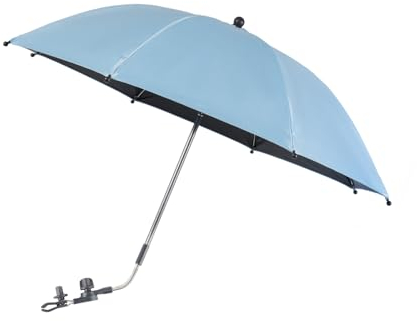 STARRY CITY Kinderwagen Regenschirm 75cm Durchmesser Baby Universal Sonnenschirm mit Verstellbarer Klammer mit Clip auf Buggy 50+ UV-mit Clip auf Sonnenschutz für Kinder (Blau)