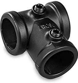 pamo Temperguss Fitting T-Klemme - für DIY Kleiderstange im Industrial Loft Design | Klemme | pulverbeschichtet Wasserrohr in schwarz für Do-It-Yourself Garderobe/Kleiderschrank