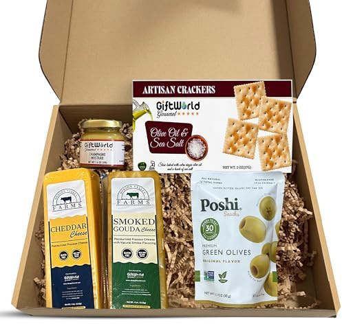 Cheese Gift Baskets Assortment Bundle with 5 items - Gourmet Food Gifts for Men and Women, Food for Charcuterie Board, Cheese Sampler for Corporate and Family Occasions, Thanksgiving and Christmas Gifts