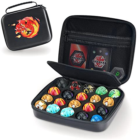 Yosuny Spielzeug-Organizer Aufbewahrungskoffer kompatibel mit Bakugan-Figuren, BakuCores und Kampffiguren, Mini-Spielzeugbehälter-Tragebox mit 20 Stück (schwarz) (Schwarz)