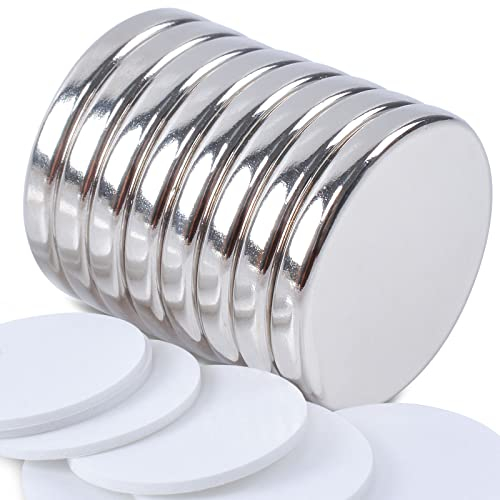 MIN CI 20x3mm Self Adhesive Magnet, 8 Pieces Strong Neodymium Round Magnet for Fridge Magnetic Plate Tablets Flat Glue Small