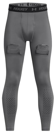 Under Armour Boys Hockey Fitted Leggings, (025) Castlerock / / Black, X-Large