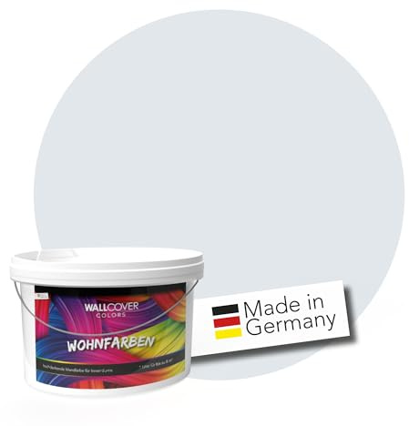 WALLCOVER hochwertige Wandfarbe für Innen | Eisblau | 1L für 8m² | Hochdeckende Innenfarbe Matt (Klasse 1) | Profi Qualität aus Deutschland