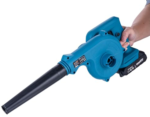 KATSU FIT-BAT 21V Akku Laubbläser Gebläse mit 1.5 Ah Akku und Ladegerät, Tragbarer Elektrischer Laubbläser für die Rasenpflege im Hausgarten Staubbeseitigung (Budget)