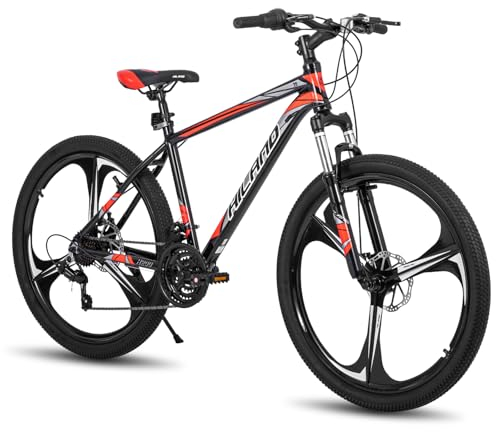 Hiland Mountainbike, 3 Speichen, 21 Gänge Schaltung, Aluminium Rahmen 26 Zoll Räder, Scheibenbremse Fahrrad für Männer Frauen Herren MTB-Fahrrad, Schwarz
