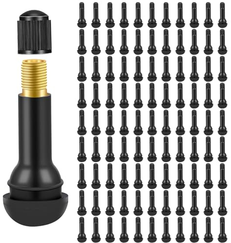 MISIQIMA 100 unidades TR413 Válvulas de goma, Válvulas de neumáticos universales, Válvulas de coche Snap-In, Válvula de neumático para neumáticos de coche y motocicletas