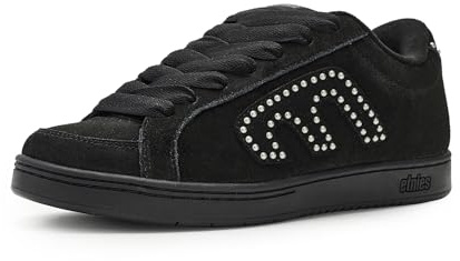 Etnies Kingpin Skateboardsko för män, klassisk puffig, hållbar, bekväm och hållbar sko med stansad EVA-innersula, Svart/svart/silver, 8