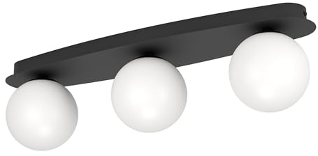 EGLO LED Vägglampa Castrivido, badrumslampa 3-flammig | metall svart med vit glaskula, inkl G9 varmvit lampa, IP44