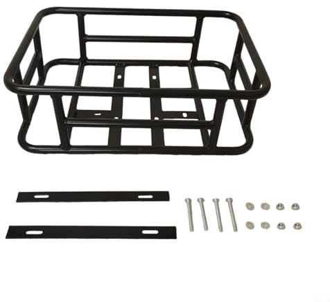 FUANA Cesta de carga trasera para bicicleta eléctrica, portaequipajes de hierro resistente, compatible con portaequipajes traseros de bicicleta, 46 x 32,5 x 15 cm