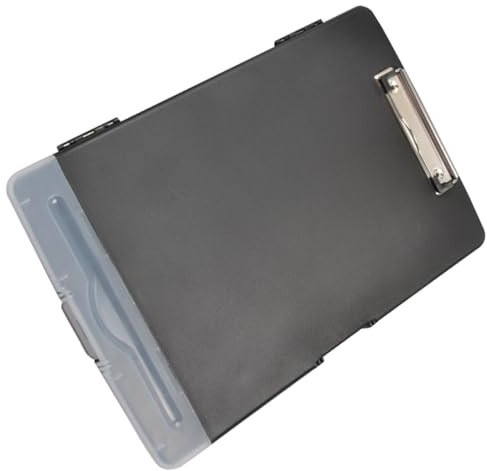 PACKOVE Porte-Dossiers A4 Noir Pince Rigide et Pochette Scellée, Organisateur de Fichiers Réutilisable pour Bureau, École et Usage Quotidien
