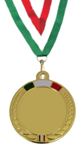 Hole Gadget Medaglia Personalizzata con Tricolore Italiano, Metallo, 50mm, Laccetto Tricolore, per Eventi Sportivi, Cerimonie e Premiazioni Calcio, Calcetto cod. 23.14.50.4GQ (20)